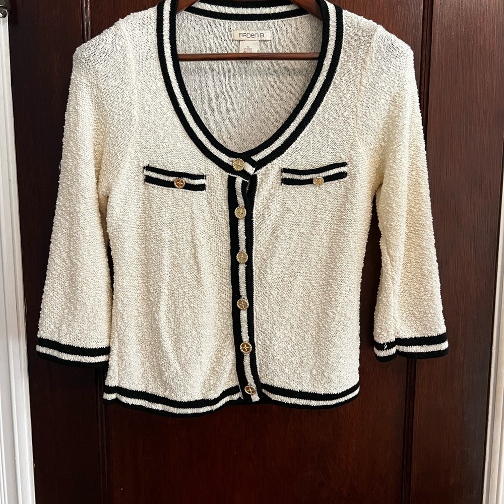 Arden B Cream and Black Cardigan Sweater vintage